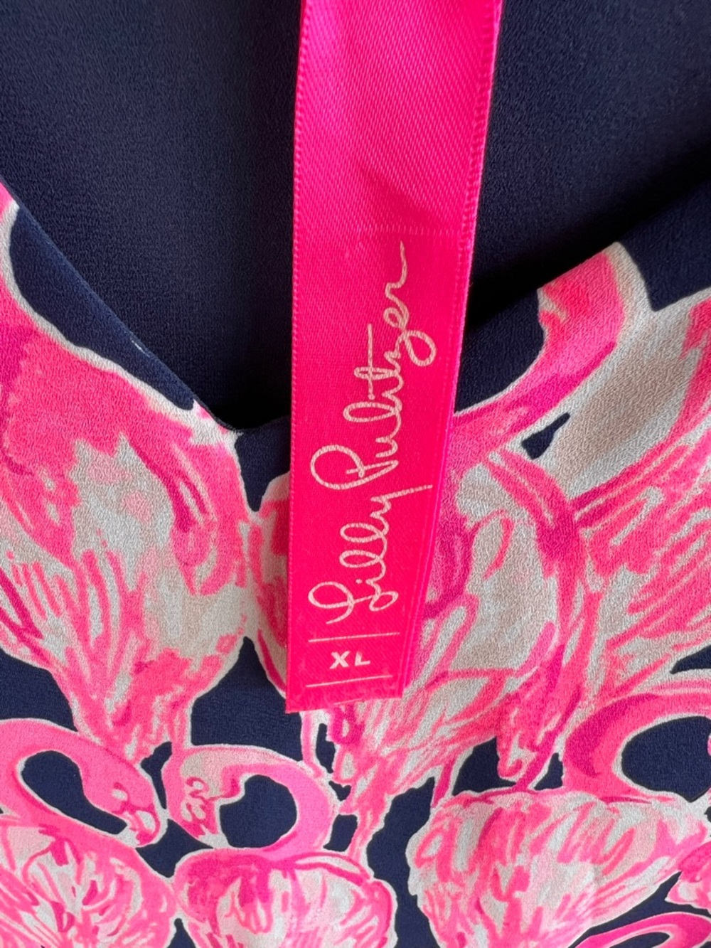 Lilly Pulitzer Navy and Hot Pink Flamingo Print Sleeveless Top - Picture 5 of 5